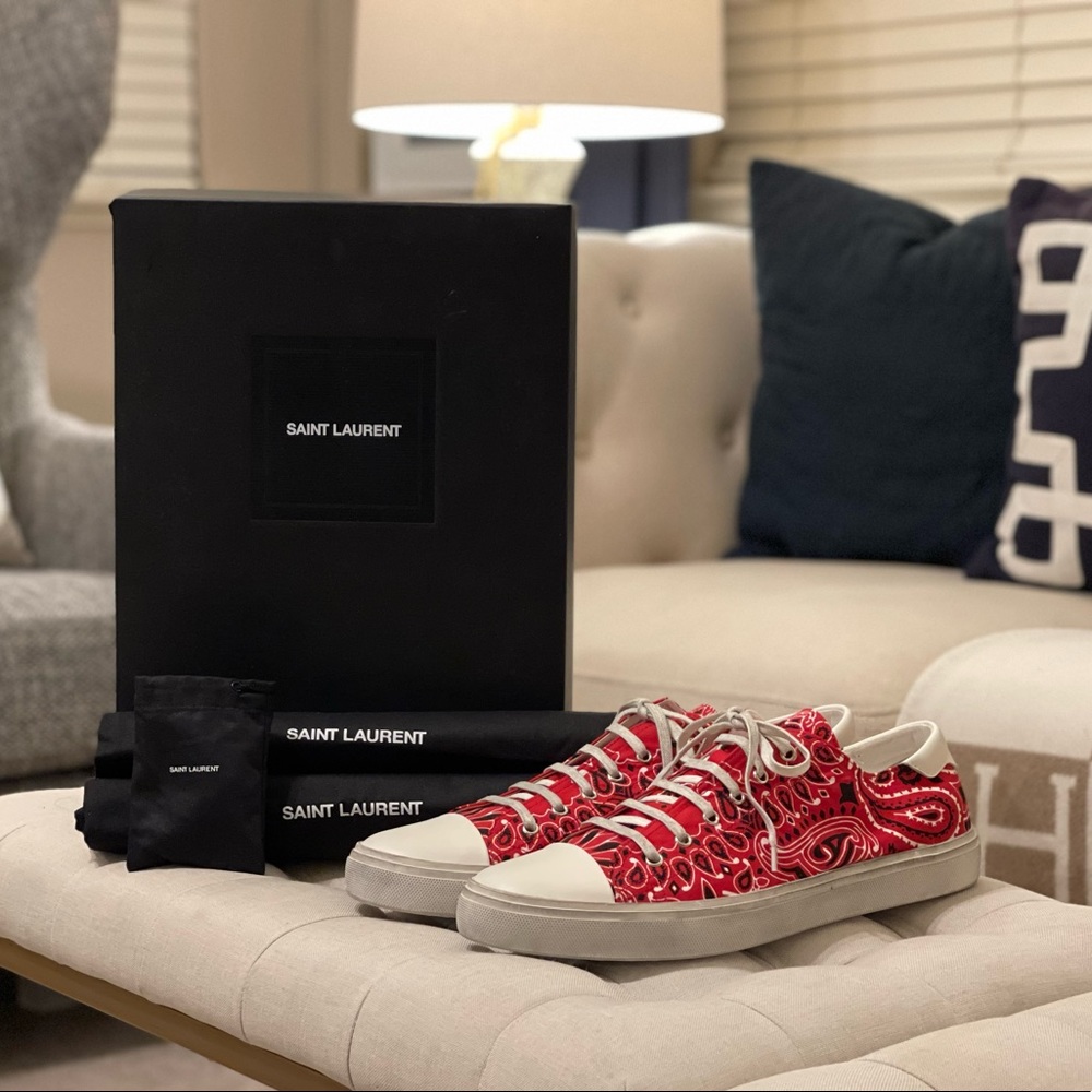Saint Laurent YSL Distressed Bedford Tessuto Bandana Sneaker